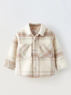ZARA plaid jacket coat over shirt fleece size 12-18 months